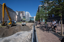 910602 Gezicht op de werkzaamheden ten behoeve van het opnieuw aanleggen van de Stadsbuitengracht te Utrecht, ter ...
